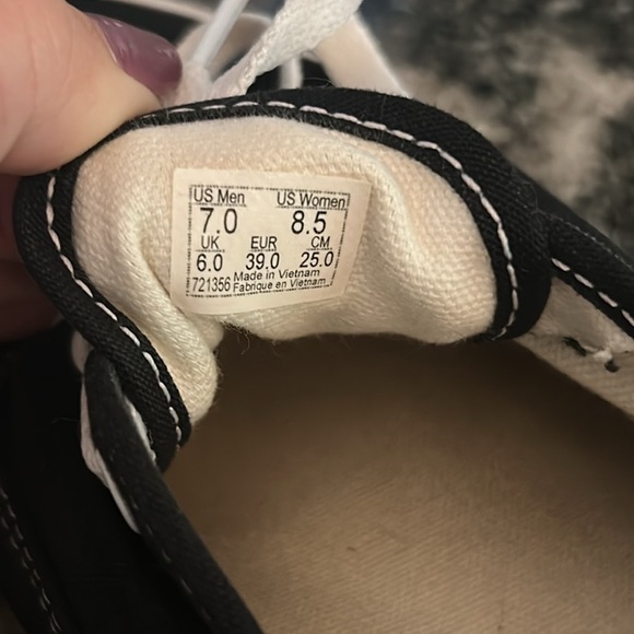 Vans Authentic Shoe - Black and White Canvas Sneakers - Picture 6 of 6